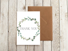 Eucalyptus Thank You Card: Shimmer Card Stock with Kraft Envelope