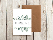Eucalyptus Thank You Card: Shimmer Card Stock with Kraft Envelope