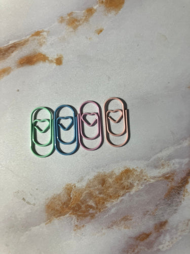 Mini heart pastel paper clips, mini paper clips, planner clips