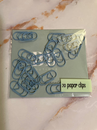 Blue Heart Paper Clips: Pastel Planner Clips