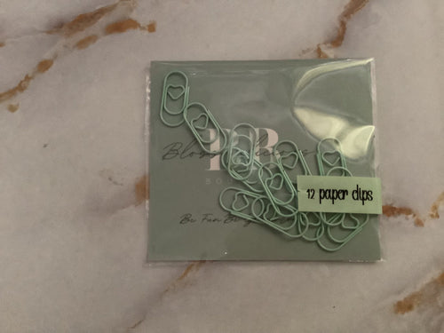 Mint Heart Paper Clips: Pastel Planner Clips