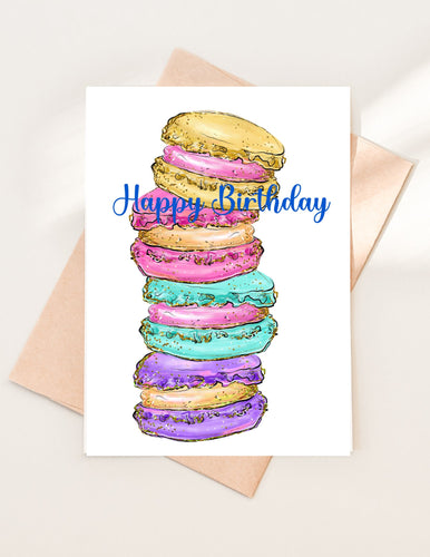 Macaron Birthday Card: Shimmer Cardstock, Sweet Treat Design