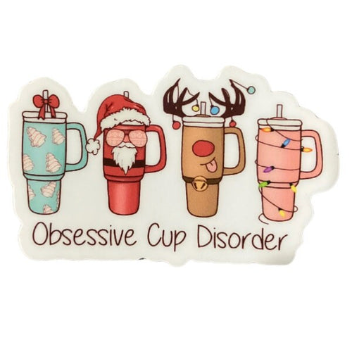 Christmas cup die cut sticker