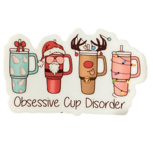 Christmas cup die cut sticker
