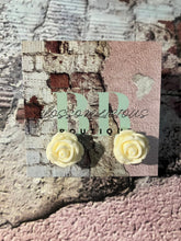 Rose bud stud earrings, neutral collection