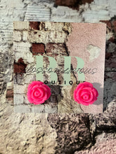 Rose bud stud earring, pink- purple collection