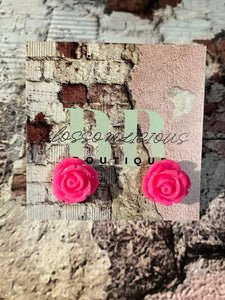 Rose bud stud earring, pink- purple collection