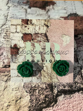 Rose bud stud earring, blue-green-red-orange-yellow collection
