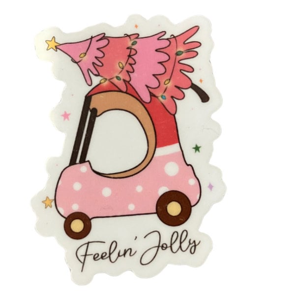 Christmas car with tree die cut sticker