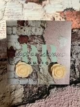 Rose bud stud earrings, neutral collection