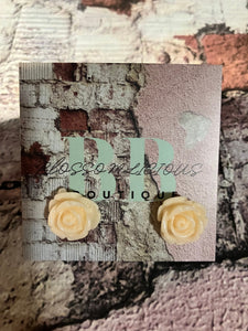 Rose bud stud earrings, neutral collection