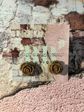 Rose bud stud earrings, neutral collection