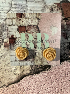 Rose bud stud earrings, neutral collection