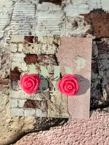 Rose bud stud earring, pink- purple collection