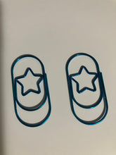 Star paperclips metallic blue jumbo wide