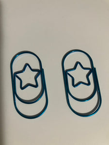 Star paperclips metallic blue jumbo wide