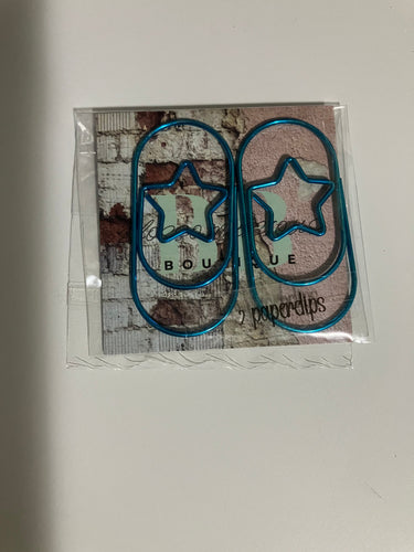 Star paperclips metallic blue jumbo wide