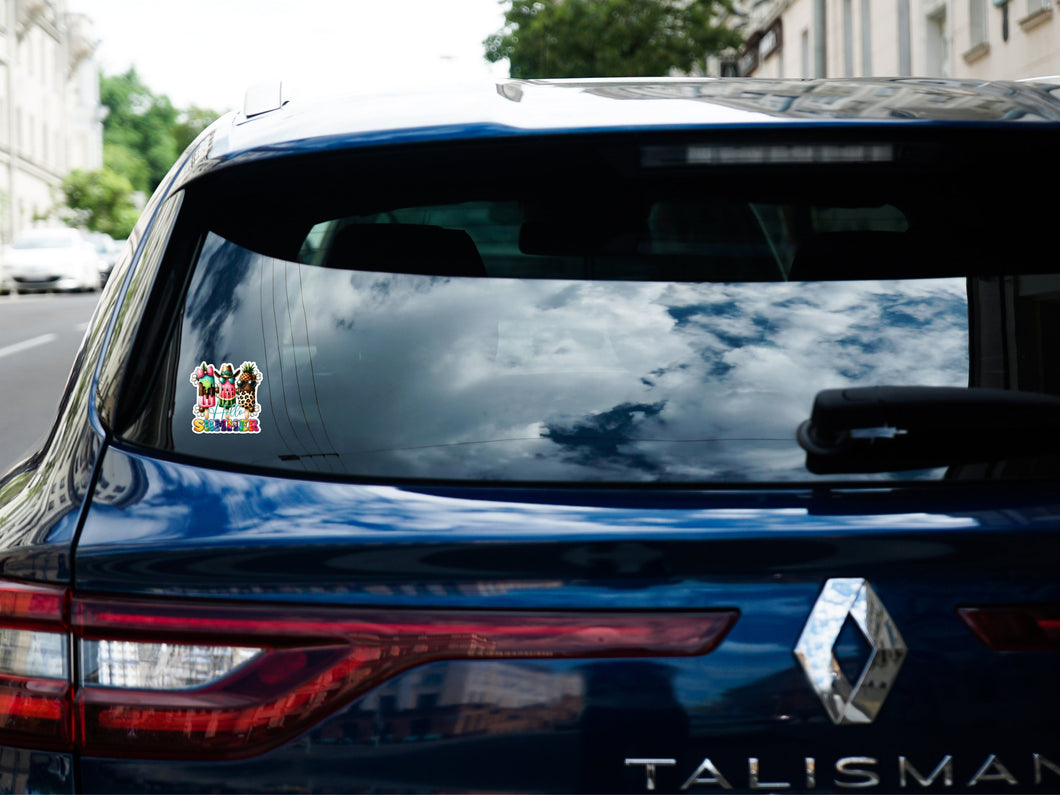 car window clings, HELLO SUMMER car stickers, summer collection car stickers