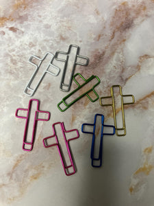 Cross paperclips, mixed color cross paperclip pack