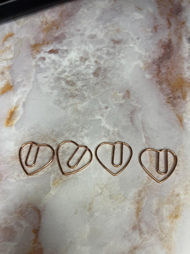 Rose Gold Heart Paperclips: Stationery Planner Clips (4-Pack)