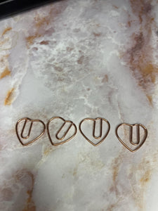 Rose Gold Heart Paperclips: Stationery Planner Clips (4-Pack)