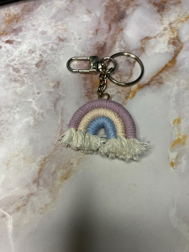 Macrame Rainbow Keychain: Cotton Cord, Zinc Alloy Clasp