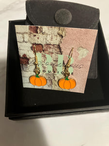 Pumpkin Dangle Earrings: Fall Harvest Thanksgiving Jewelry