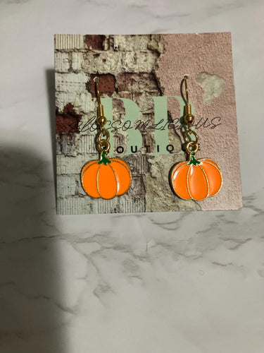 Pumpkin Dangle Earrings: Fall Harvest Thanksgiving Jewelry