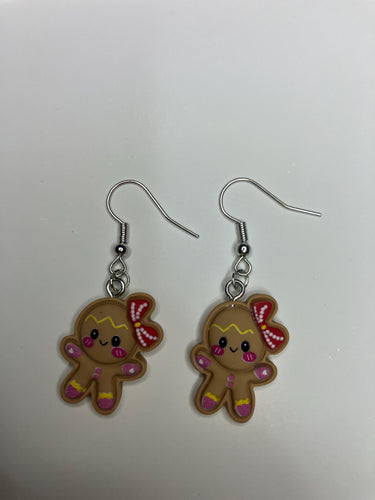 Gingerbread Dangle Earrings | Matte Finish Resin | Christmas Jewelry | Lead & Nickel Free