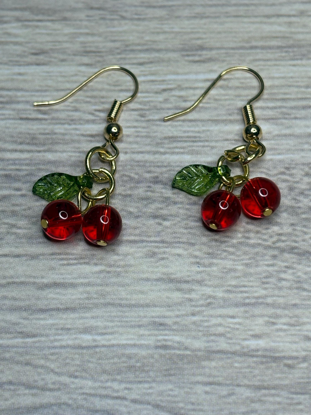Handmade Cherry Dangle Earrings: Red Fruit Jewelry