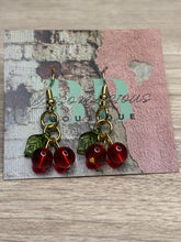 Handmade Cherry Dangle Earrings: Red Fruit Jewelry