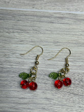 Handmade Cherry Dangle Earrings: Red Fruit Jewelry