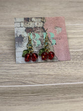 Handmade Cherry Dangle Earrings: Red Fruit Jewelry