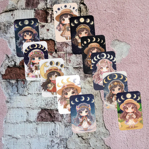 Celestial Chibi Character Collector Cards: Anime Girls, Glossy finish